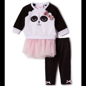 Nannette White Panda Pink Tutu Sweatshirt Leggings